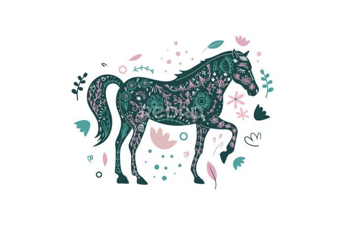 Sticker Pferd mit Ornamenten