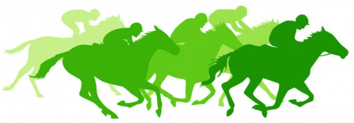 Sticker Pferde Reitsport Jockeys und Reitpferde in Grüntönen