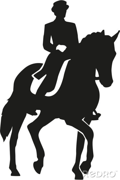 Sticker Pferde Reitsport Pferd mit Reiter auf dem Rücken Grafik