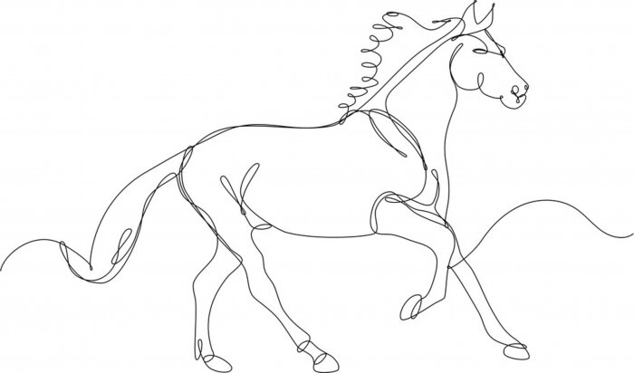 Sticker Pferdesilhouette im Linienkunststil