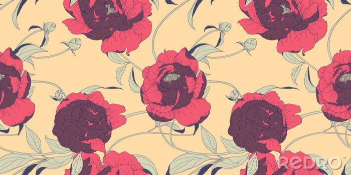 Sticker Pfingstrosen Rot- und Bordeauxrott?nen