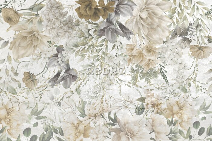 Sticker Pfingstrosenkomposition im künstlerischen Stil