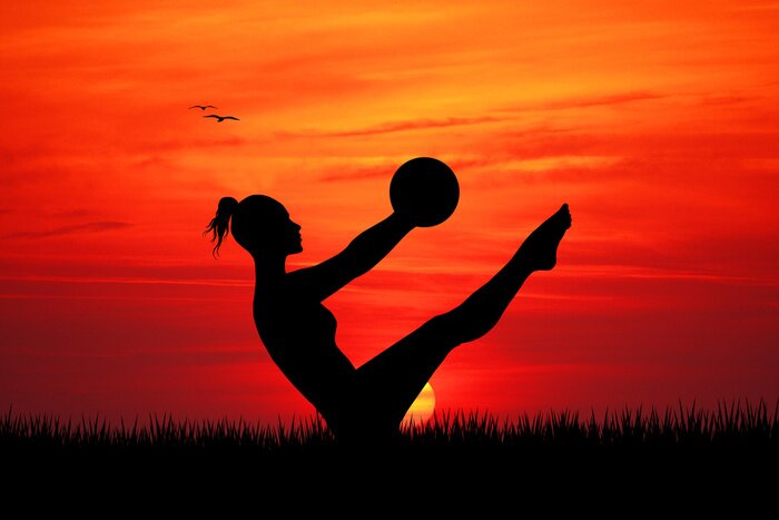 Sticker Pilates bei Sonnenuntergang
