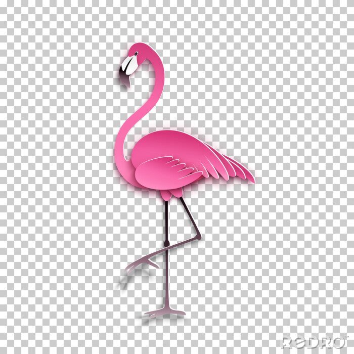 Sticker Pink Flamingo auf einem leeren Hintergrund