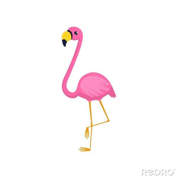 Sticker Pink Flamingo auf weißem Hintergrund