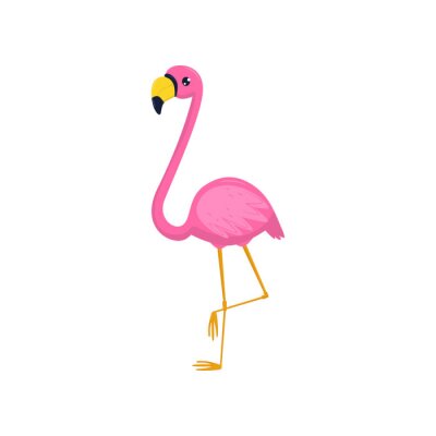 Sticker Pink Flamingo auf weißem Hintergrund