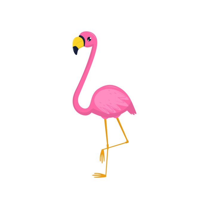 Sticker Pink Flamingo auf weißem Hintergrund