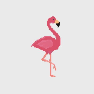 Sticker Pink Flamingo gepixelt