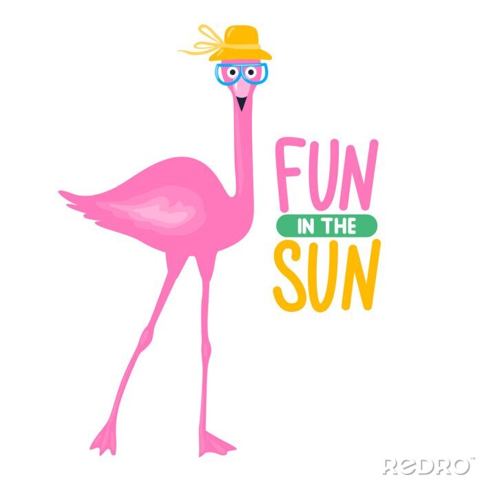 Sticker Pink Flamingo mit Hut