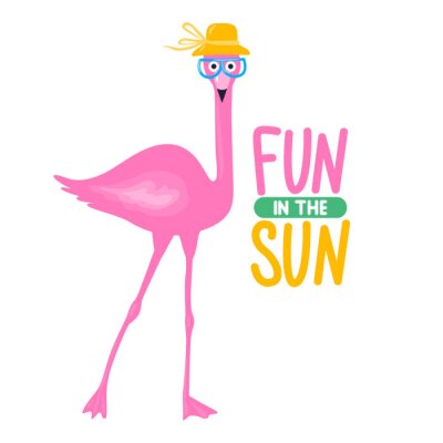 Sticker Pink Flamingo mit Hut