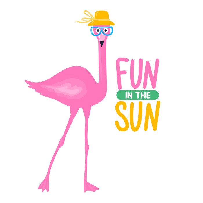 Sticker Pink Flamingo mit Hut