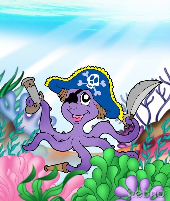 Sticker Pirate Kraken unter Wasser