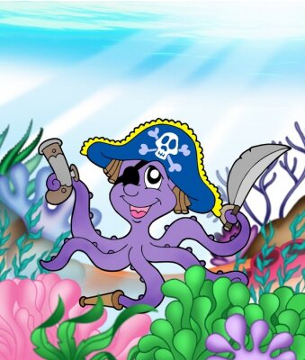 Sticker Pirate Kraken unter Wasser