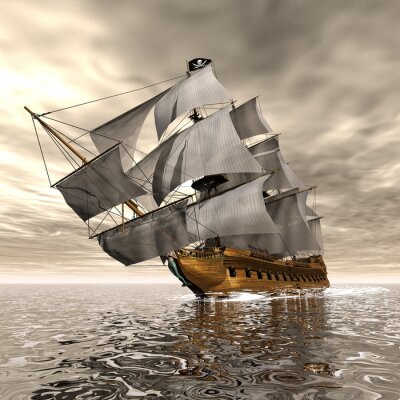 Piratenschiff auf See 3d