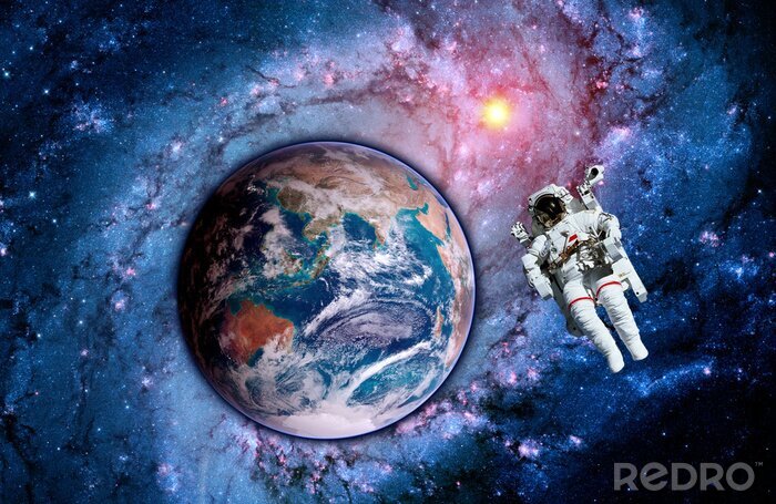 Sticker Planet Erde und Astronaut