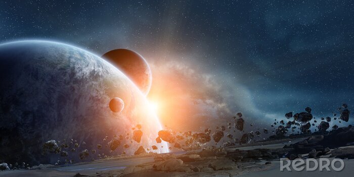 Sticker Planet Erde und Sonnenaufgang