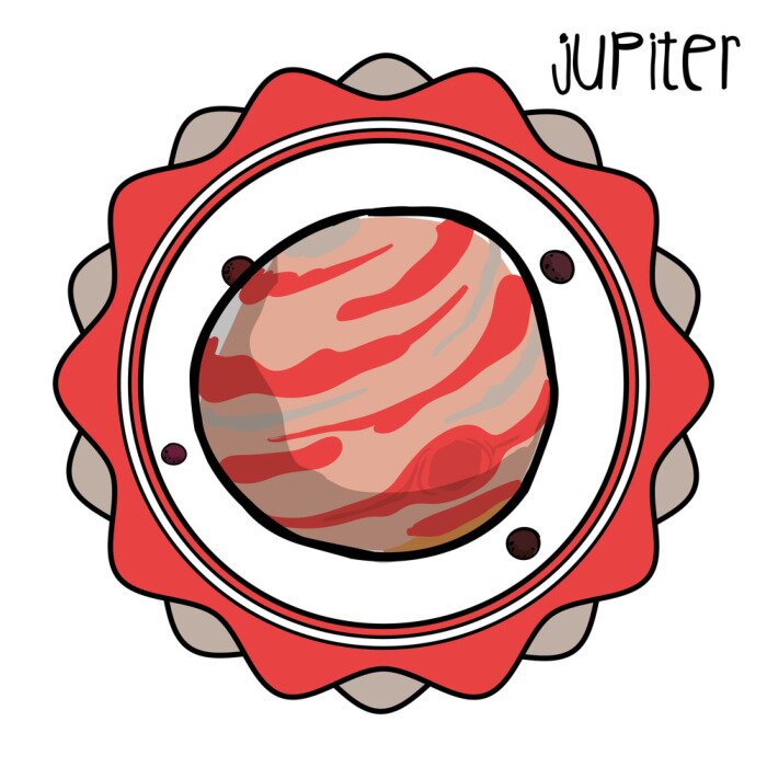 Sticker Planet Jupiter bunte minimalistische Grafik