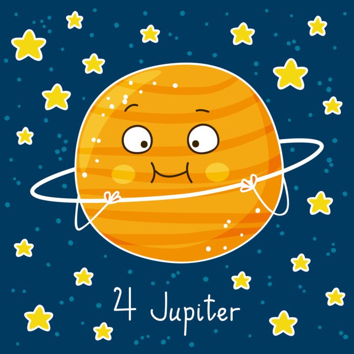 Sticker Planet Jupiter für Kinder mit seinem Ring in der Hand