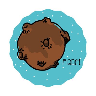 Sticker Planet mit Kratern blauer Hintergrund Grafik