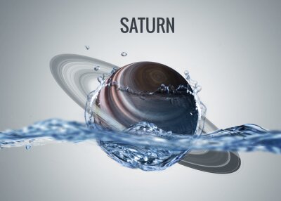 Planet Saturn fällt ins Wasser