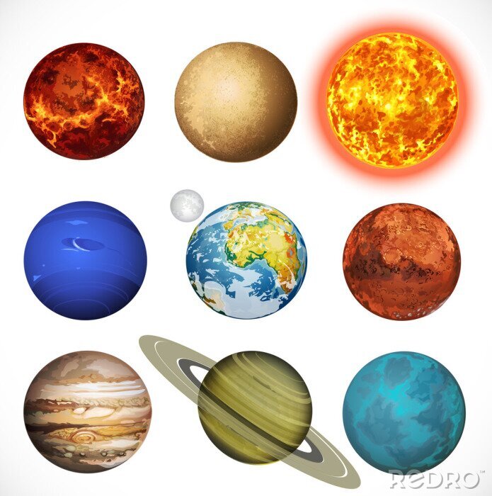 Sticker Planeten Sonnensystem bunte Grafiken