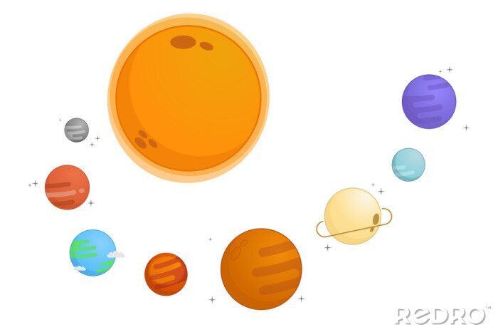 Sticker Planeten Sonnensystem einfache bunte Grafik