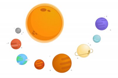 Sticker Planeten Sonnensystem einfache bunte Grafik