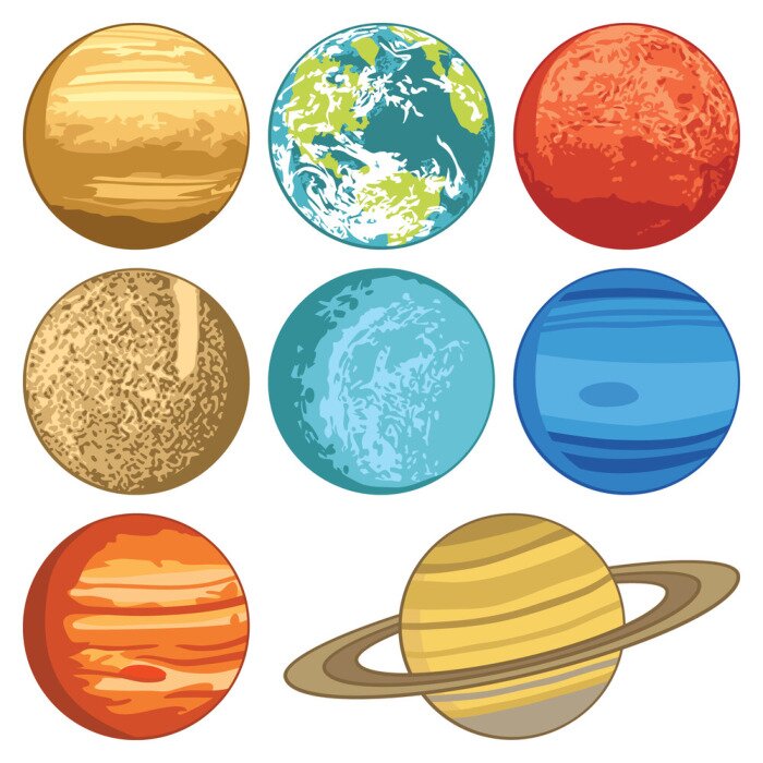 Sticker Planeten Sonnensystem minimalistische Grafiken