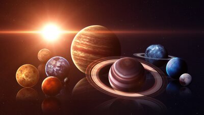 Planeten Sonnensystem vor dem Hintergrund der Sonne