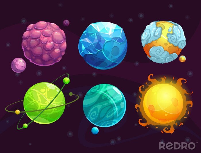 Sticker Planeten und Sonne aus der Fantasy-Welt Grafik