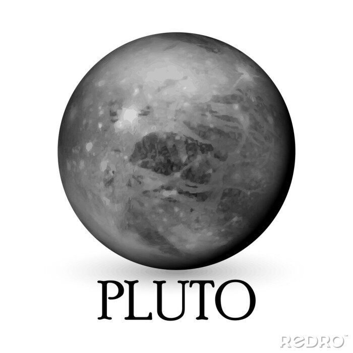 Sticker Pluto in grauer Farbgebung Grafik