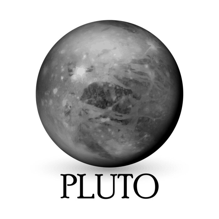 Sticker Pluto in grauer Farbgebung Grafik