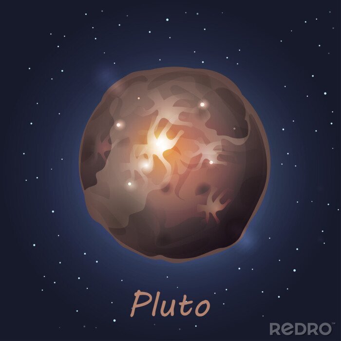 Sticker Pluto inmitten von Sternen einfache Grafik