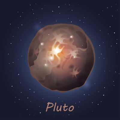 Sticker Pluto inmitten von Sternen einfache Grafik