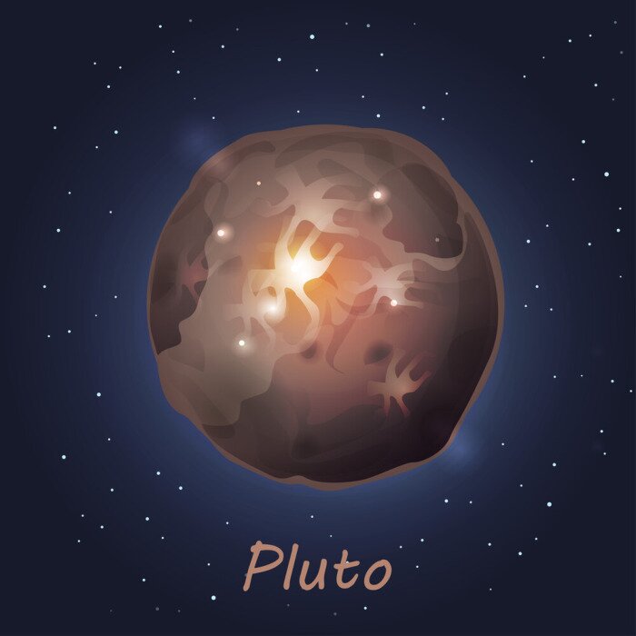 Sticker Pluto inmitten von Sternen einfache Grafik