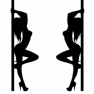 Sticker Pole Mädchen Illustration Tänzerin Streifen Vektor Stripper Silhouette sexy Club