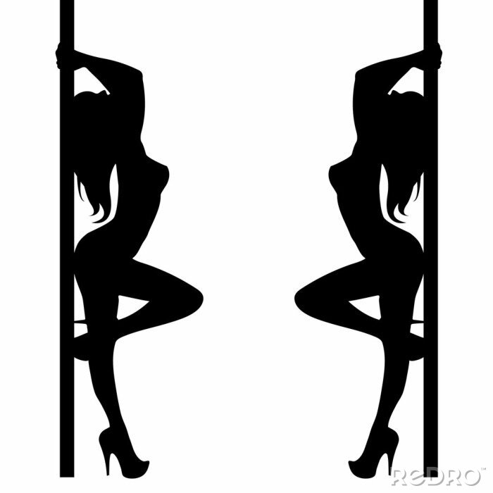 Sticker Pole Mädchen Illustration Tänzerin Streifen Vektor Stripper Silhouette sexy Club
