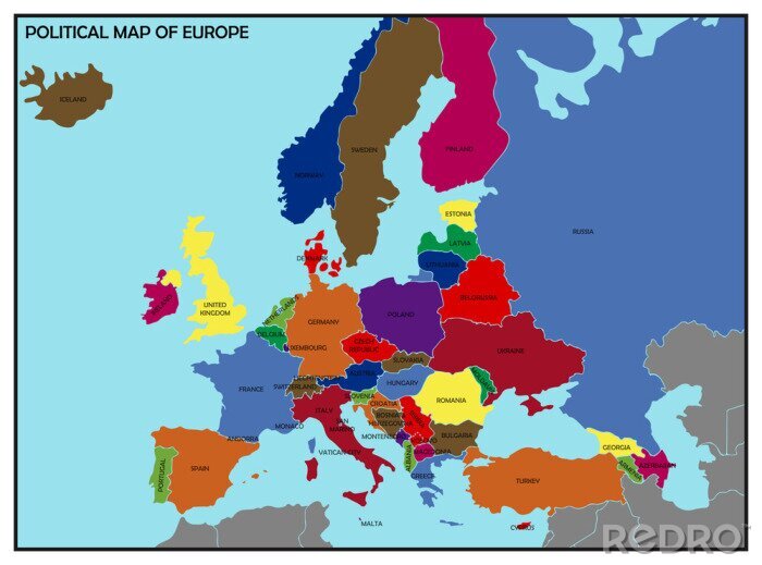 Sticker Politische Karte von Europa