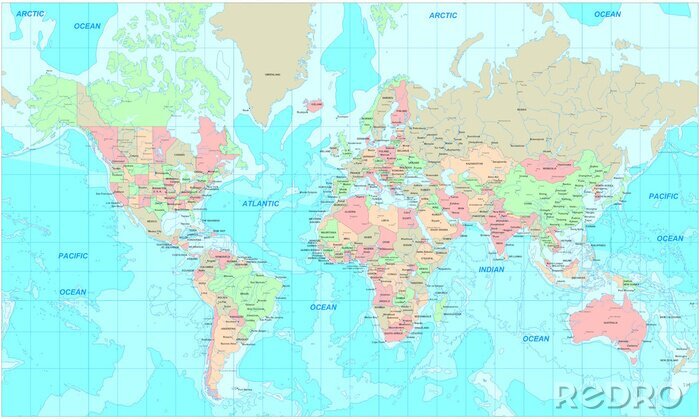 Sticker Politische Weltkarte