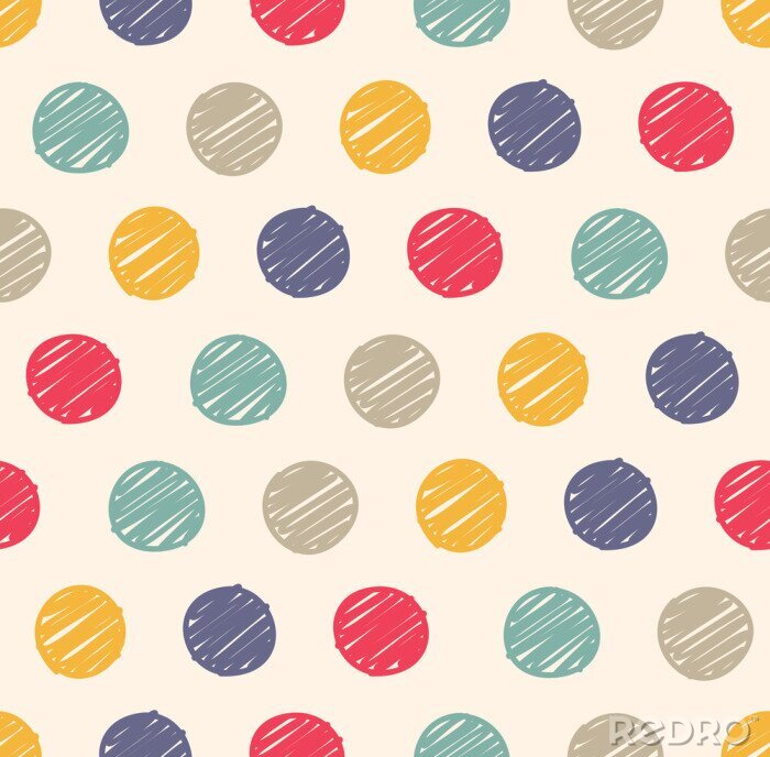 Sticker Polka Dot Doodle nahtloses Muster