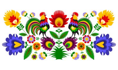 Sticker Polski folklor - Łowicka wycinanka