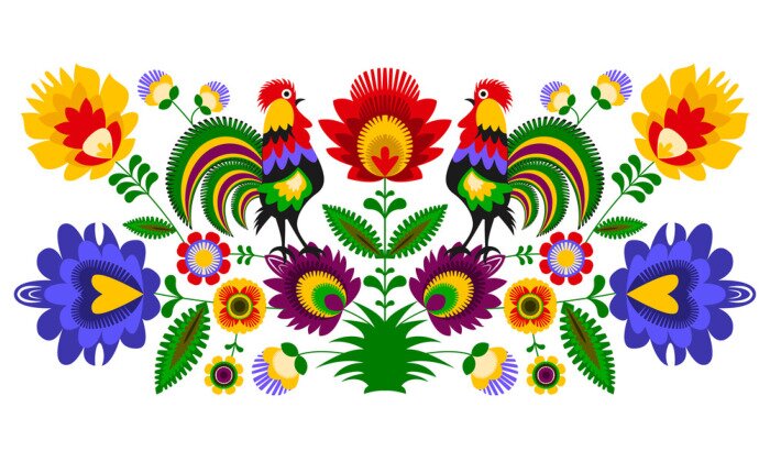 Sticker Polski folklor - Łowicka wycinanka