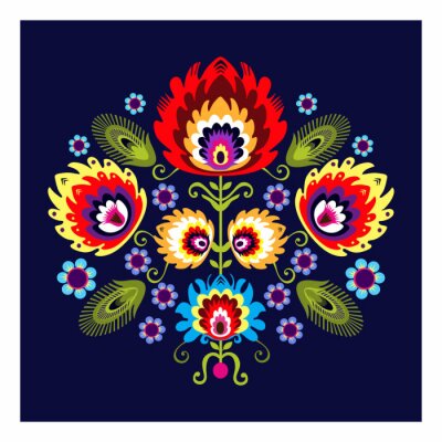 Sticker Polski wzór Ludowy z kwiatami