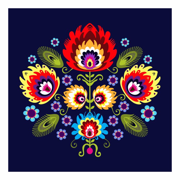 Sticker Polski wzór Ludowy z kwiatami