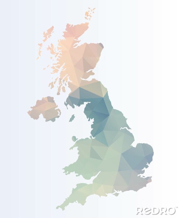 Sticker Polygonale Karte von Großbritannien