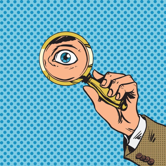 Sticker Pop-Art-Mann mit der Lupe