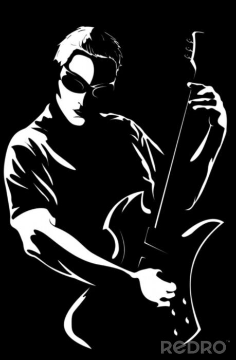 Sticker Porträt der jungen Mann mit einer Gitarre