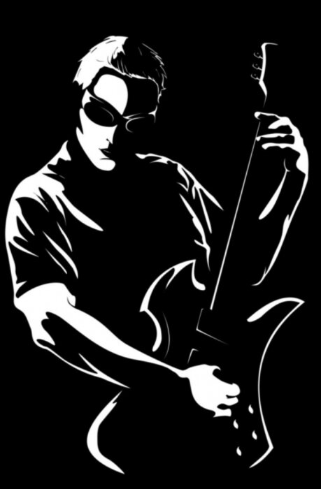 Sticker Porträt der jungen Mann mit einer Gitarre