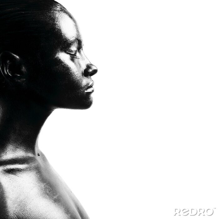 Sticker Porträt einer Frau auf weißem Hintergrund