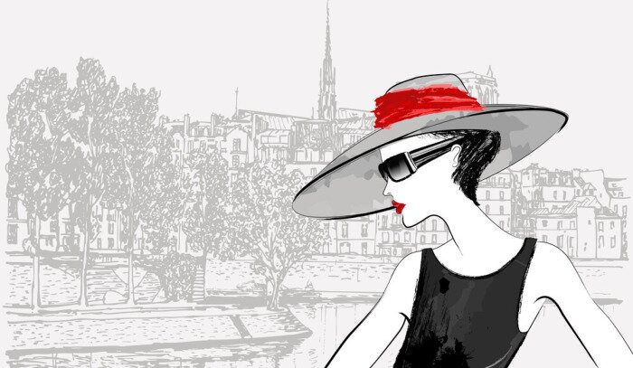 Sticker Porträt einer Frau in Paris